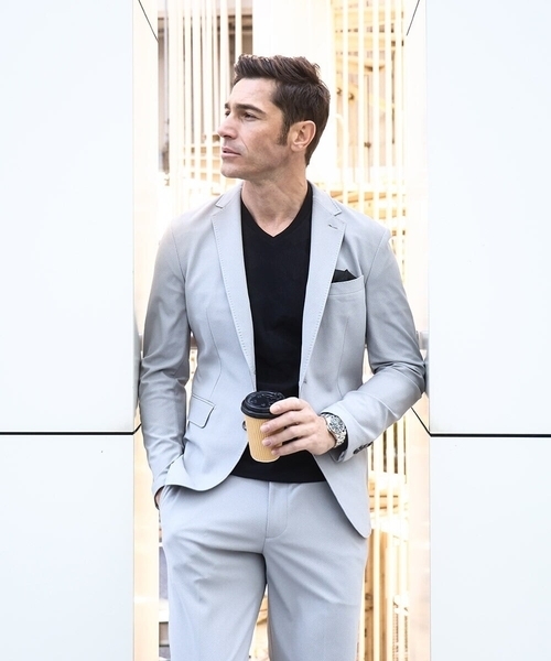 MICHEL KLEIN HOMME   （ミッシェルクランオム）の「【セットアップ】コットンライクストレッチスラックスパンツ（スラックス・メンズ・ブラック/グレー・MEDIUM/LARGE/X-LARGE）」の13枚目の写真
