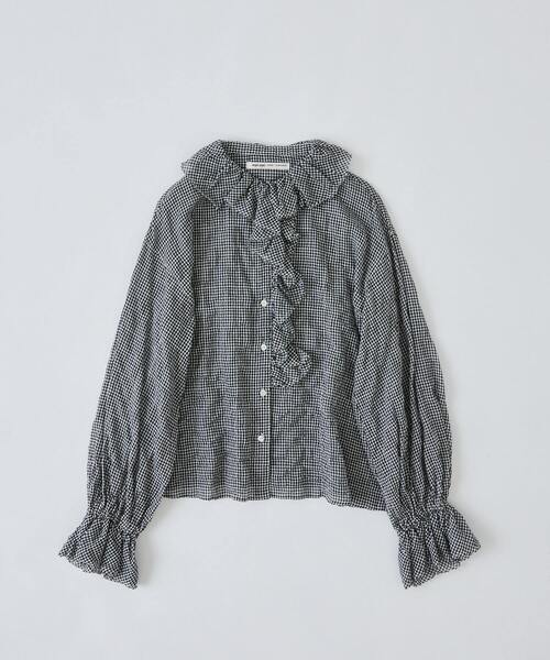 conges payes ADIEU TRISTESSE(コンジェ ペイエ アデュートリステス)の「Kanocoさんコラボ フリルブラウス(シャツ/ブラウス・レディース・チェック/オフホワイト/ブラック・38)」の3枚目の写真