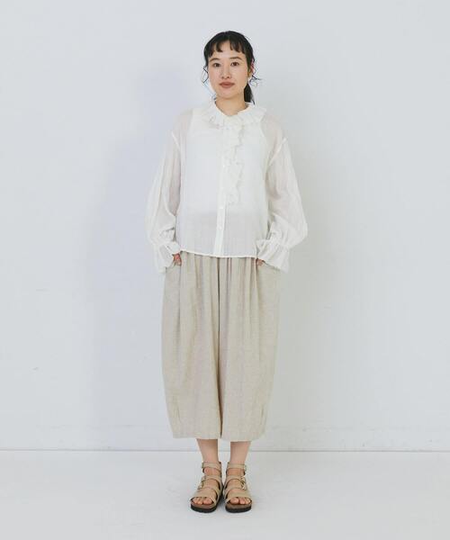 conges payes ADIEU TRISTESSE(コンジェ ペイエ アデュートリステス)の「Kanocoさんコラボ フリルブラウス(シャツ/ブラウス・レディース・チェック/オフホワイト/ブラック・38)」の12枚目の写真