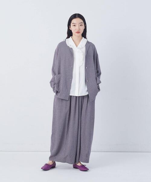 conges payes ADIEU TRISTESSE(コンジェ ペイエ アデュートリステス)の「Kanocoさんコラボ フリルブラウス(シャツ/ブラウス・レディース・チェック/オフホワイト/ブラック・38)」の15枚目の写真