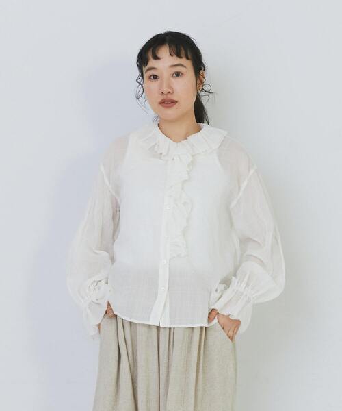 conges payes ADIEU TRISTESSE(コンジェ ペイエ アデュートリステス)の「Kanocoさんコラボ フリルブラウス(シャツ/ブラウス・レディース・チェック/オフホワイト/ブラック・38)」の16枚目の写真