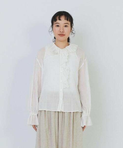 conges payes ADIEU TRISTESSE(コンジェ ペイエ アデュートリステス)の「Kanocoさんコラボ フリルブラウス(シャツ/ブラウス・レディース・チェック/オフホワイト/ブラック・38)」の17枚目の写真