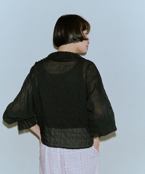 conges payes ADIEU TRISTESSE(コンジェ ペイエ アデュートリステス)の「【4月ベストセラーブランド内1位】Kanocoさんコラボ フリルブラウス(シャツ/ブラウス・レディース・チェック/オフホワイト/ブラック・38)」の14枚目の写真