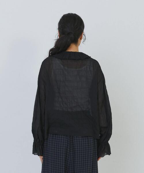 conges payes ADIEU TRISTESSE(コンジェ ペイエ アデュートリステス)の「Kanocoさんコラボ フリルブラウス(シャツ/ブラウス・レディース・チェック/オフホワイト/ブラック・38)」の6枚目の写真