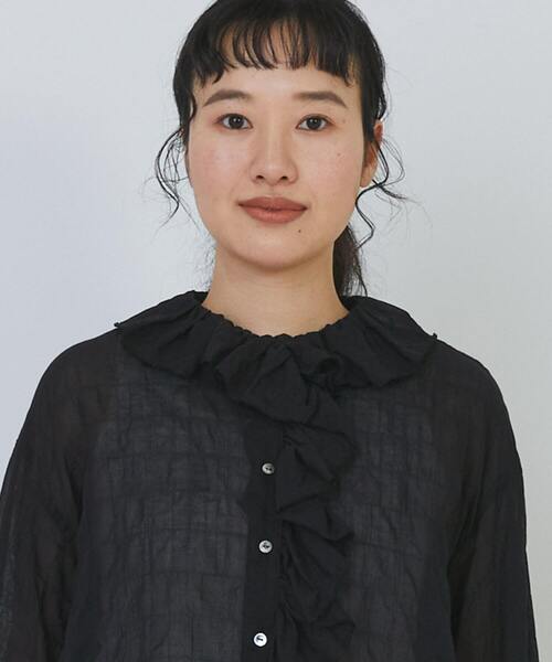 conges payes ADIEU TRISTESSE(コンジェ ペイエ アデュートリステス)の「Kanocoさんコラボ フリルブラウス(シャツ/ブラウス・レディース・チェック/オフホワイト/ブラック・38)」の7枚目の写真