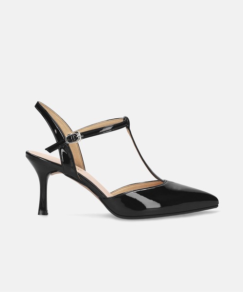MAMIAN(マミアン)の「ポインテッドトゥ Tストラップ バックストラップパンプス (7.0cmヒール)(パンプス・レディース・グレイッシュベージュ/ブラック/シルバー・M/S/LL/L)」の4枚目の写真
