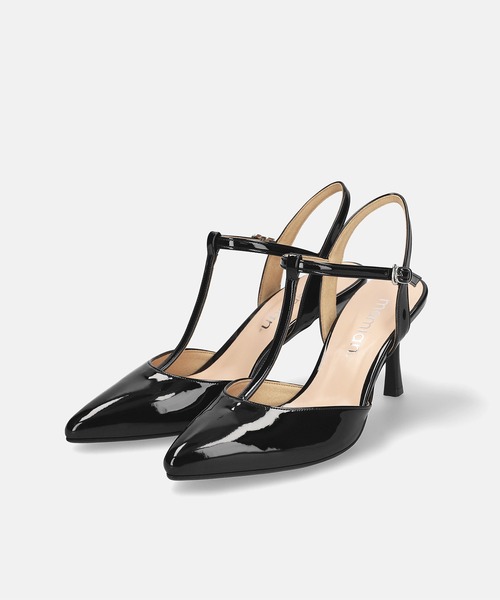 MAMIAN(マミアン)の「ポインテッドトゥ Tストラップ バックストラップパンプス (7.0cmヒール)(パンプス・レディース・グレイッシュベージュ/ブラック/シルバー・M/S/LL/L)」の5枚目の写真