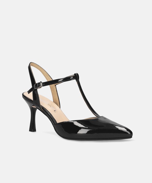 MAMIAN(マミアン)の「ポインテッドトゥ Tストラップ バックストラップパンプス (7.0cmヒール)(パンプス・レディース・グレイッシュベージュ/ブラック/シルバー・M/S/LL/L)」の8枚目の写真