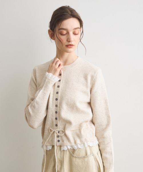 Crisp（クリスプ）の「フリルレイヤードニットカーディガン（カーディガン/ボレロ・レディース・アイボリー/ダークグレー・FREE）」の18枚目の写真
