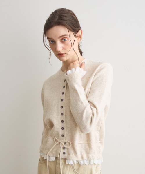 Crisp（クリスプ）の「フリルレイヤードニットカーディガン（カーディガン/ボレロ・レディース・アイボリー/ダークグレー・FREE）」の19枚目の写真