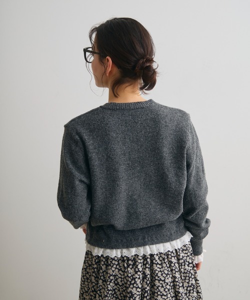 Crisp（クリスプ）の「フリルレイヤードニットカーディガン（カーディガン/ボレロ・レディース・アイボリー/ダークグレー・FREE）」の7枚目の写真