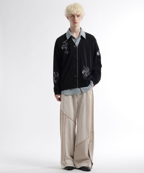 HARE(ハレ)の「Flowerシシュウカーディガン(HARE)(カーディガン/ボレロ・メンズ・グレー/ブラック・FREE)」の3枚目の写真