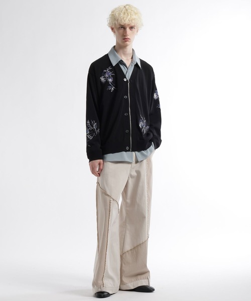 HARE(ハレ)の「Flowerシシュウカーディガン(HARE)(カーディガン/ボレロ・メンズ・グレー/ブラック・FREE)」の5枚目の写真