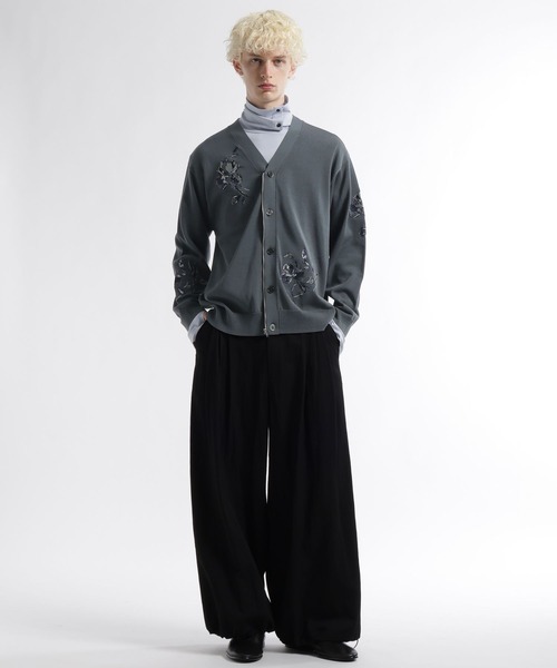 HARE(ハレ)の「Flowerシシュウカーディガン(HARE)(カーディガン/ボレロ・メンズ・グレー/ブラック・FREE)」の6枚目の写真