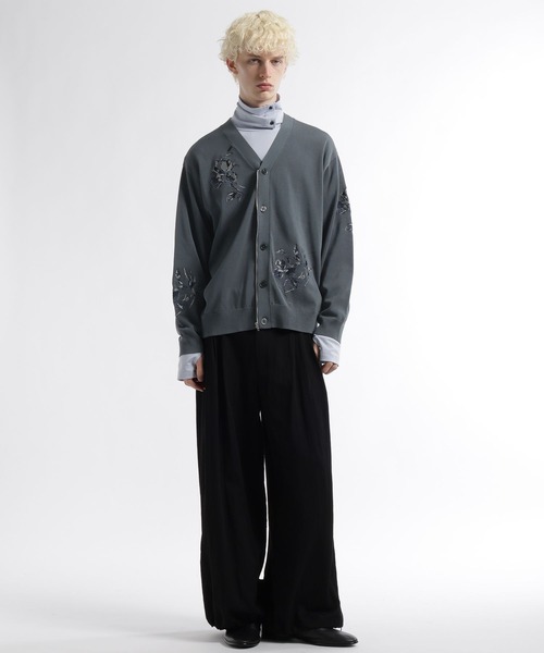 HARE(ハレ)の「Flowerシシュウカーディガン(HARE)(カーディガン/ボレロ・メンズ・グレー/ブラック・FREE)」の7枚目の写真