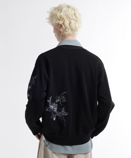 HARE(ハレ)の「Flowerシシュウカーディガン(HARE)(カーディガン/ボレロ・メンズ・グレー/ブラック・FREE)」の12枚目の写真