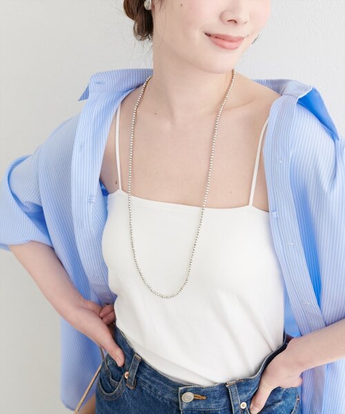 natural couture（ナチュラルクチュール）の「選べる2丈カップ付きインナー（キャミソール・レディース・オフホワイト/ブラック/ライトベージュ・MEDIUM/SMALL）」の10枚目の写真