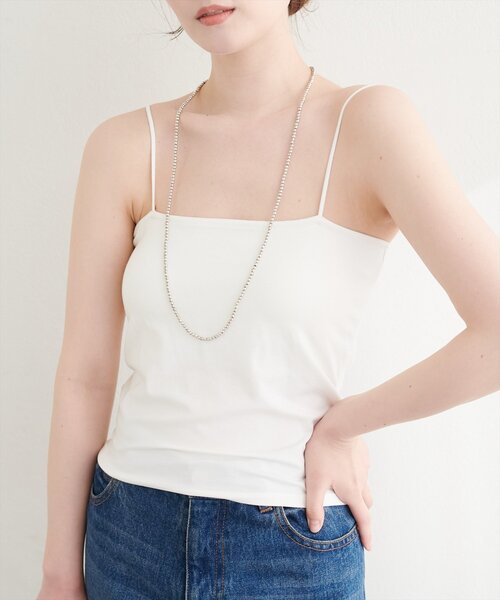 natural couture（ナチュラルクチュール）の「選べる2丈カップ付きインナー（キャミソール・レディース・オフホワイト/ブラック/ライトベージュ・MEDIUM/SMALL）」の13枚目の写真