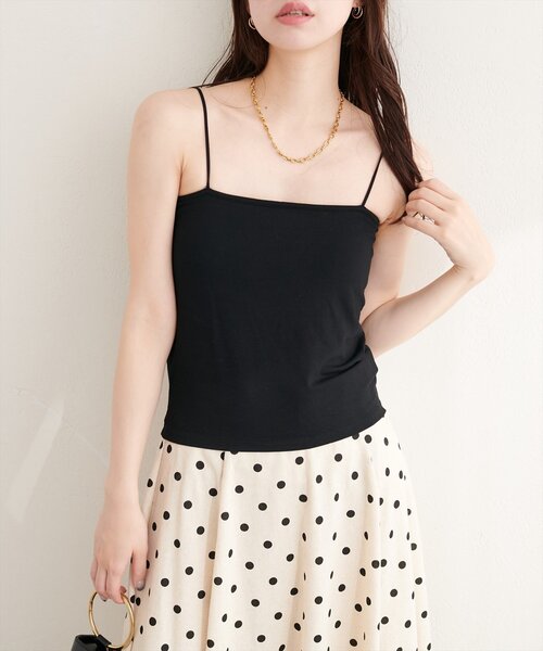 natural couture（ナチュラルクチュール）の「選べる2丈カップ付きインナー（キャミソール・レディース・オフホワイト/ブラック/ライトベージュ・MEDIUM/SMALL）」の16枚目の写真