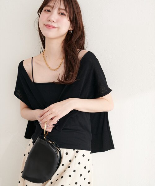 natural couture（ナチュラルクチュール）の「選べる2丈カップ付きインナー（キャミソール・レディース・オフホワイト/ブラック/ライトベージュ・MEDIUM/SMALL）」の20枚目の写真