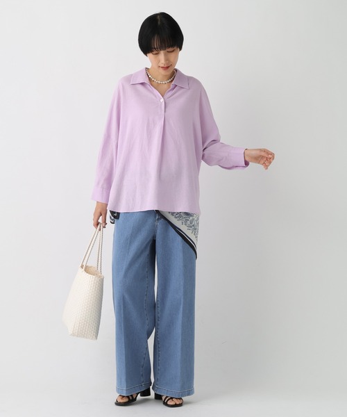 Elura(エルーラ)の「リネンブレンドスキッパーシャツ/659649(シャツ/ブラウス・レディース・ライトピンク/チャコールグレー/ブラウン/グリーン・FREE)」の13枚目の写真