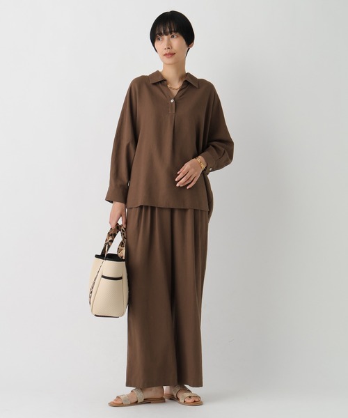 Elura(エルーラ)の「リネンブレンドスキッパーシャツ/659649(シャツ/ブラウス・レディース・ライトピンク/チャコールグレー/ブラウン/グリーン・FREE)」の17枚目の写真