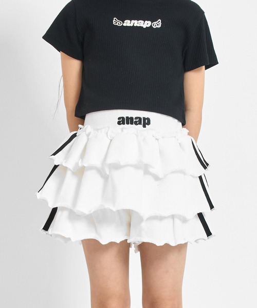 ANAP kids（アナップキッズ）の「サイドライン ティアード スカパン（その他パンツ・キッズ・ラベンダー/ブラック/ホワイト・130/120/110）」の14枚目の写真