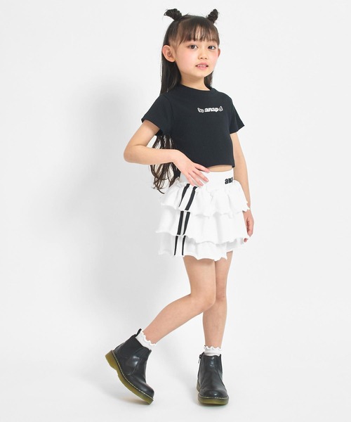 ANAP kids（アナップキッズ）の「サイドライン ティアード スカパン（その他パンツ・キッズ・ラベンダー/ブラック/ホワイト・130/120/110）」の9枚目の写真
