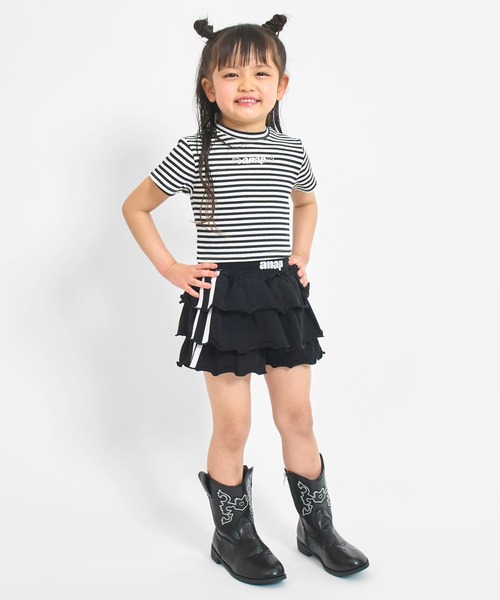 ANAP kids（アナップキッズ）の「サイドライン ティアード スカパン（その他パンツ・キッズ・ラベンダー/ブラック/ホワイト・130/120/110）」の10枚目の写真