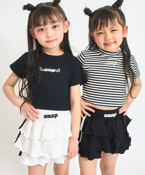 ANAP kids（アナップキッズ）の「サイドライン ティアード スカパン（その他パンツ・キッズ・ラベンダー/ブラック/ホワイト・130/120/110）」の22枚目の写真