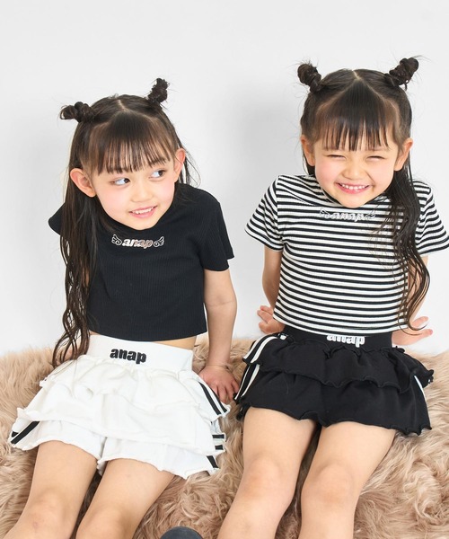 ANAP kids（アナップキッズ）の「サイドライン ティアード スカパン（その他パンツ・キッズ・ラベンダー/ブラック/ホワイト・130/120/110）」の20枚目の写真