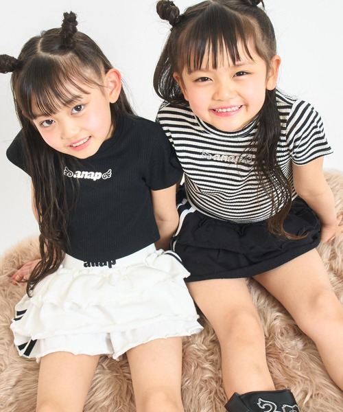 ANAP kids（アナップキッズ）の「サイドライン ティアード スカパン（その他パンツ・キッズ・ラベンダー/ブラック/ホワイト・130/120/110）」の21枚目の写真