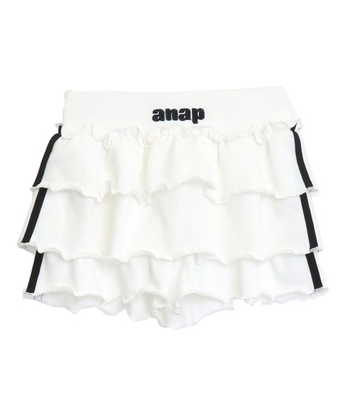 ANAP kids（アナップキッズ）の「サイドライン ティアード スカパン（その他パンツ・キッズ・ラベンダー/ブラック/ホワイト・130/120/110）」の4枚目の写真