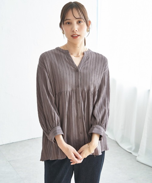 ikka(イッカ)の「冷感楊柳バンドカラーシャツ(シャツ/ブラウス・レディース・グレイッシュベージュ/ブルー/チャコール/ブラウン系その他・L/M/S)」の18枚目の写真