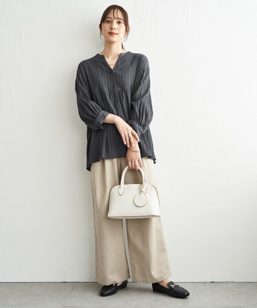 ikka(イッカ)の「冷感楊柳バンドカラーシャツ(シャツ/ブラウス・レディース・グレイッシュベージュ/ブルー/チャコール/ブラウン系その他・L/M/S)」の15枚目の写真