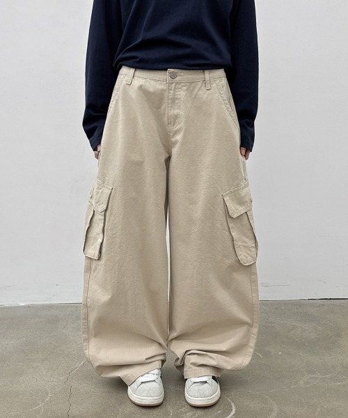 BLACKUP（ブラックアップ）の「[MADE] ルミワイドカーゴコットンパンツ（その他パンツ・レディース・ベージュ/カーキ・SMALL/MEDIUM）」の3枚目の写真