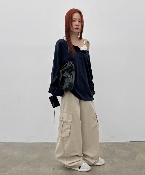 BLACKUP（ブラックアップ）の「[MADE] ルミワイドカーゴコットンパンツ（その他パンツ・レディース・ベージュ/カーキ・SMALL/MEDIUM）」の7枚目の写真