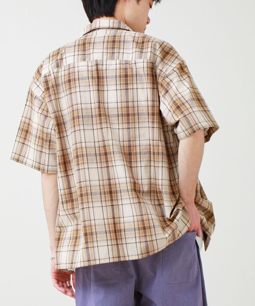 GLOSTER(グロスター)の「【軽羽織りにおすすめ】シアーチェック 半袖ZIPシャツ(シャツ/ブラウス・メンズ・グリーン系その他/ベージュ系その他/ブルー系その他6・L/M/S)」の13枚目の写真