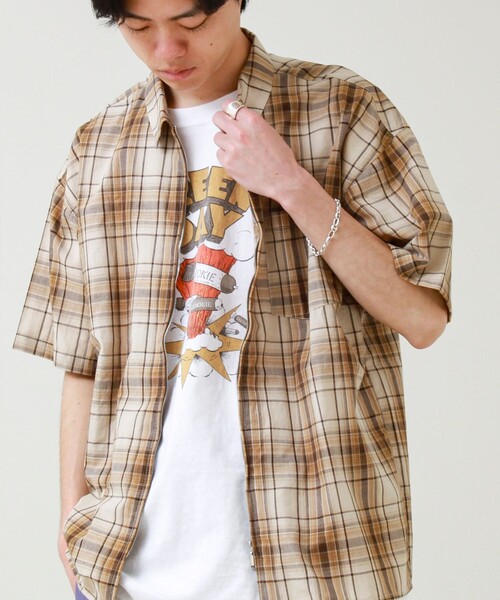 GLOSTER(グロスター)の「【軽羽織りにおすすめ】シアーチェック 半袖ZIPシャツ(シャツ/ブラウス・メンズ・グリーン系その他/ベージュ系その他/ブルー系その他6・L/M/S)」の15枚目の写真