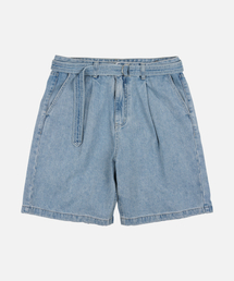 LYOCELL BELTED DENIM SHORTS _ LIGHT BLUE