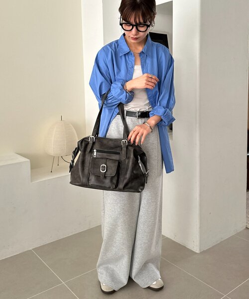 DISCOAT（ディスコート）の「アウトポケットソフトボストンバッグ（ボストンバッグ・レディース・ブラック/ベージュ・FREE）」の16枚目の写真