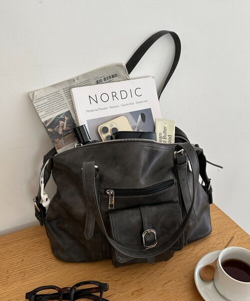 DISCOAT（ディスコート）の「アウトポケットソフトボストンバッグ（ボストンバッグ・レディース・ブラック/ベージュ・FREE）」の18枚目の写真