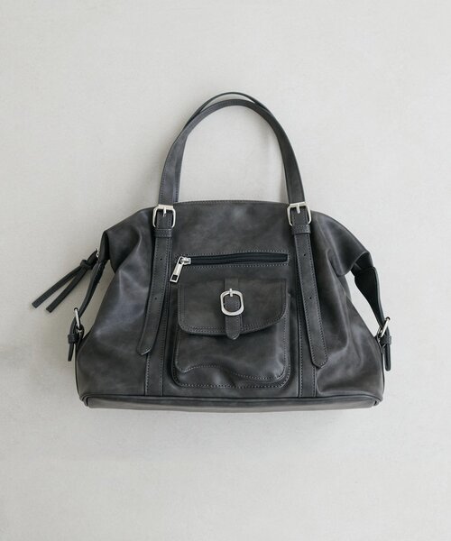 DISCOAT（ディスコート）の「アウトポケットソフトボストンバッグ（ボストンバッグ・レディース・ブラック/ベージュ・FREE）」の6枚目の写真