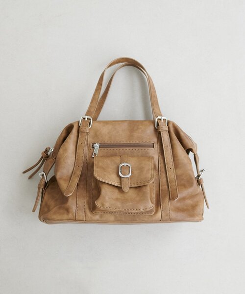 DISCOAT（ディスコート）の「アウトポケットソフトボストンバッグ（ボストンバッグ・レディース・ブラック/ベージュ・FREE）」の8枚目の写真