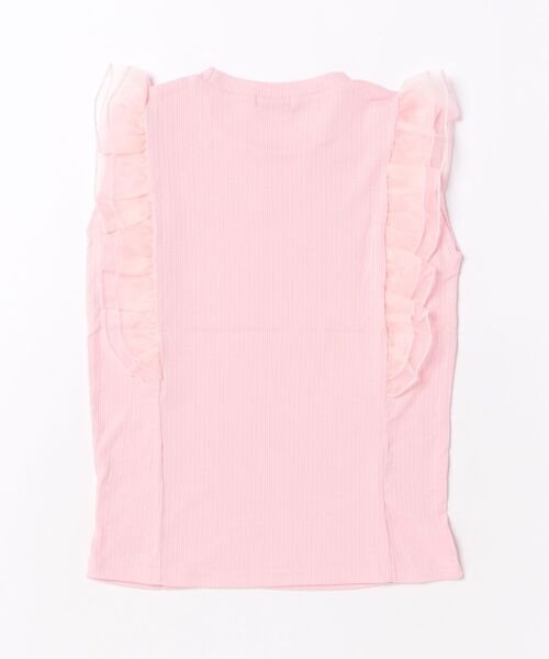 URBAN CHERRY(アーバンチェリー)の「「快適さらリブ素材」シアーフリルノースリーブリブトップス(Tシャツ/カットソー・キッズ・ブラック/アイボリー/ピンク・150cm/140cm/130cm/120cm/110cm)」の20枚目の写真