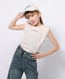 URBAN CHERRY（アーバンチェリー）の「「快適さらリブ素材」シアーフリルノースリーブリブトップス（Tシャツ/カットソー）」