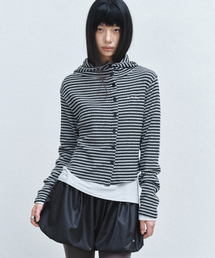 STRIPE HOOD TOP_GRAY