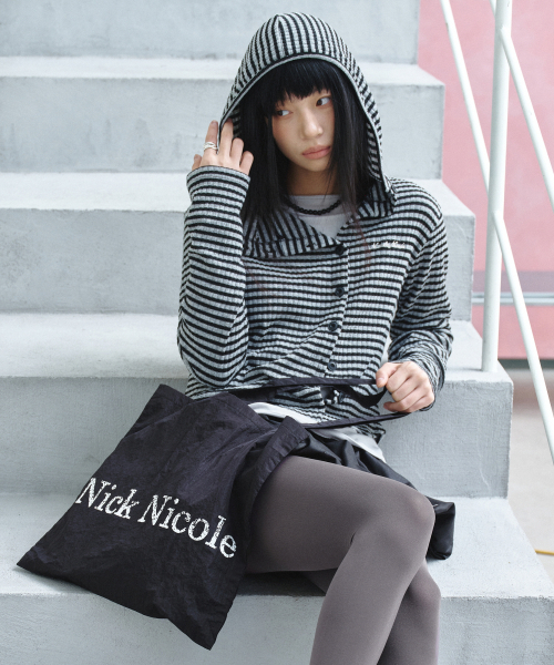 NICK&NICOLE(ニックアンドニコール)の「STRIPE HOOD TOP_GRAY(Tシャツ/カットソー・レディース・その他・FREE)」の3枚目の写真