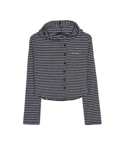 NICK&NICOLE(ニックアンドニコール)の「STRIPE HOOD TOP_GRAY(Tシャツ/カットソー・レディース・その他・FREE)」の4枚目の写真
