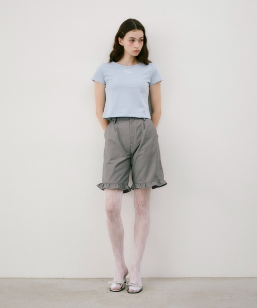 idem(イデム)の「frill tuck half pants / 裾フリルハーフパンツ(その他パンツ・レディース・グレー/ブラック・FREE)」の16枚目の写真